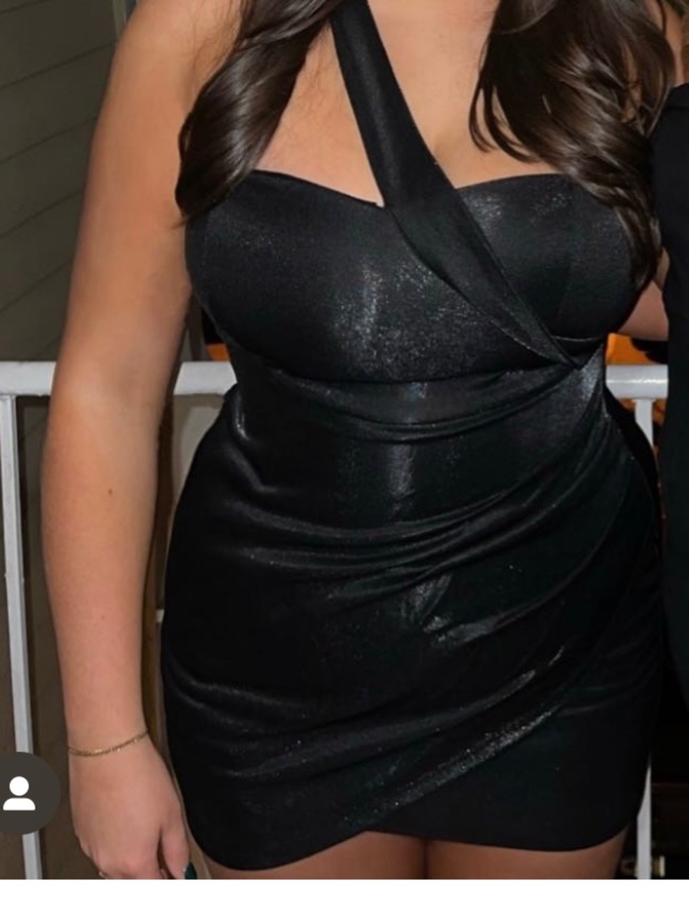 Lulu's Shimmery Black One-Shoulder Mini Dress